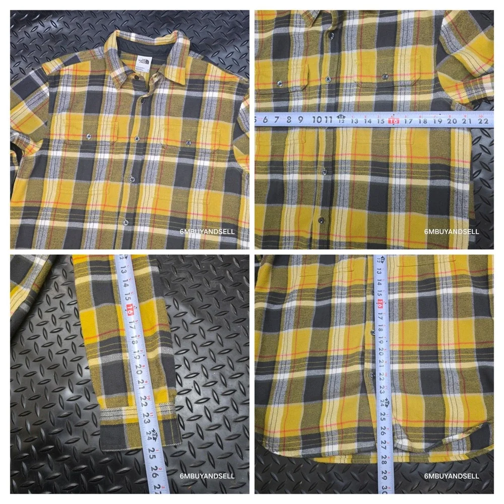 The‎ North Face Arroyo Flannel Shirt Mens Medium Yellow Plaid NF0A4QPJ F22